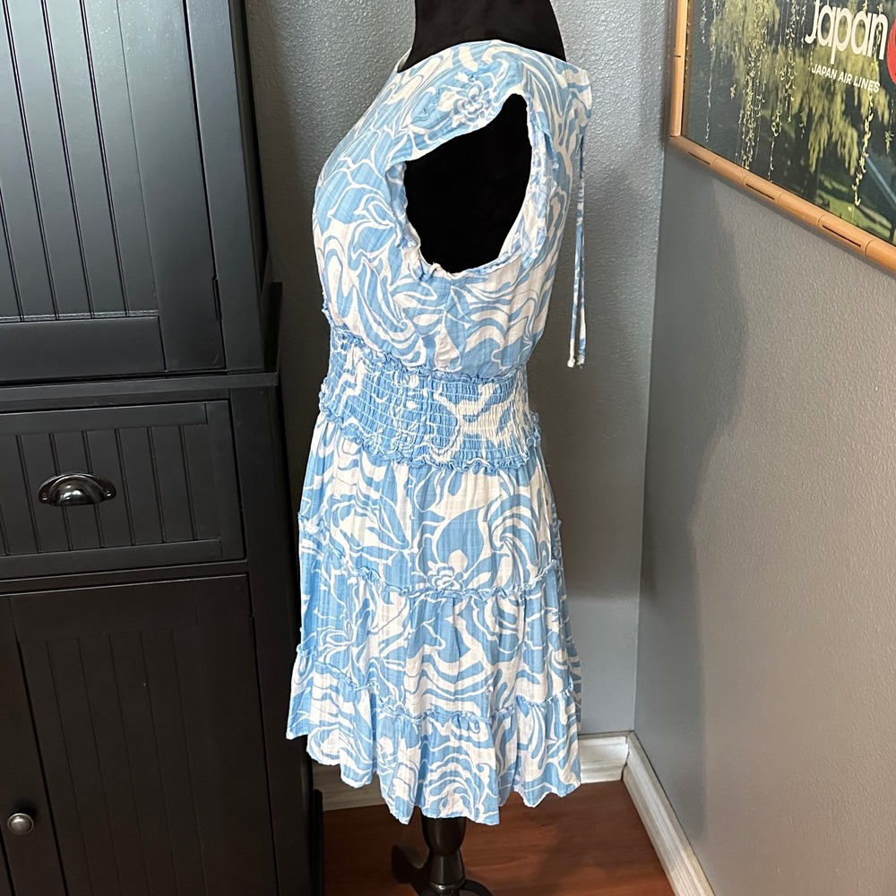 Lily Rose Juniors Medium White Floral Smocked Mini Dress Cottagecore Boho - Picture 3 of 8